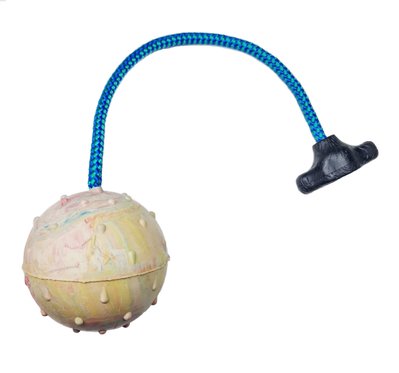 Ціліснолитий гумовий м'яч Ø70 мм на мотузці 30 см з пластиковим захватом BLK302 фото
